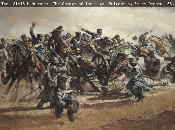 The 13th18th Hussars – The Charge of the Light Brigade by Peter Archer, 1980 detail