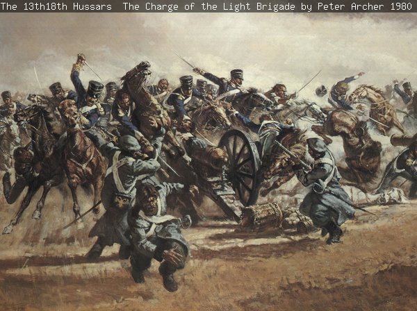 The 13th18th Hussars – The Charge of the Light Brigade by Peter Archer, 1980 detail